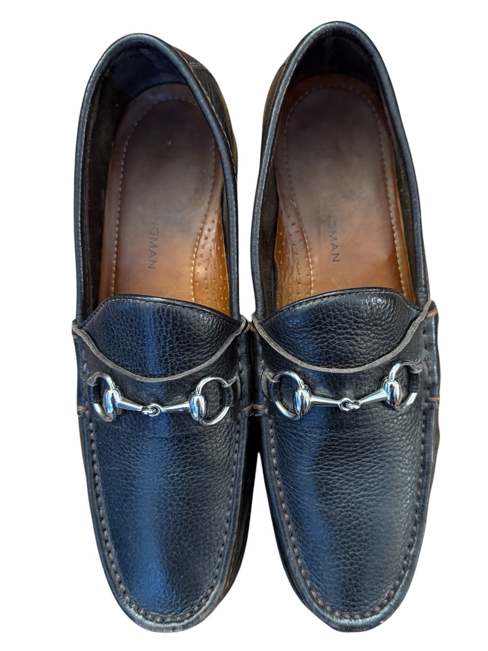Martin Dingman Dark Brown Pebbled Leather Horse Bit Loafers 9M Brazil 52015M - Picture 2 of 15